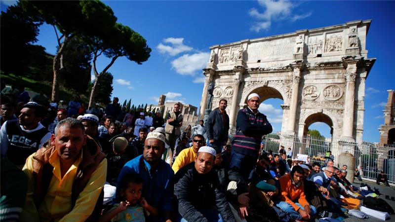 Muslims stage protest prayers near Rome's Colosseum