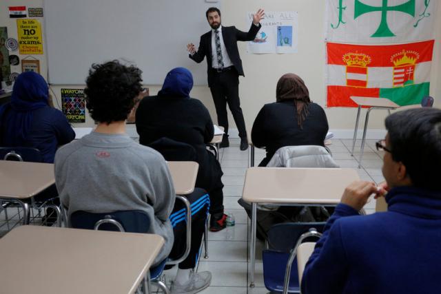 U.S. Muslim school curriculum: English, math and political activism